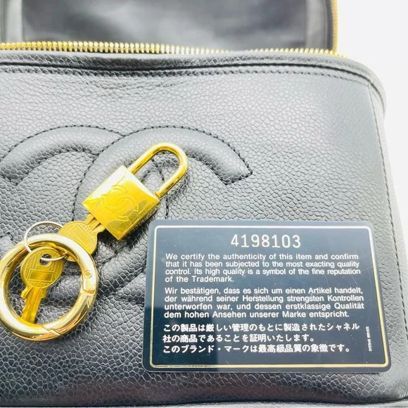 CHANEL Black Leather Vanity Crossbody with Gold-Tone Lock - Picture 10 of 13